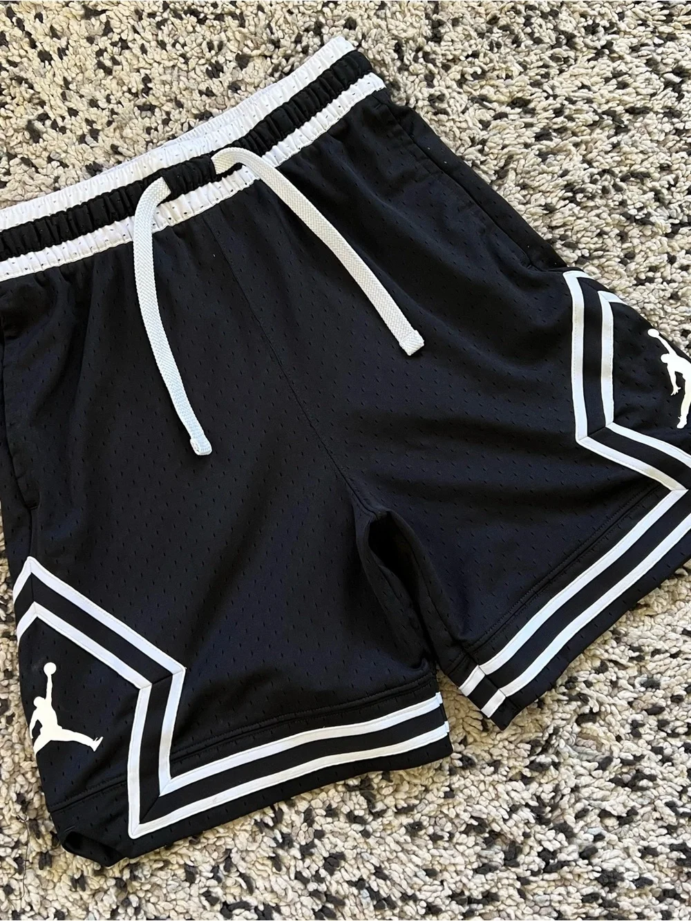 Nike Jordan Sport Dri-Fit Diamond Mesh Shorts Black White Jumpman Men’s Size XS